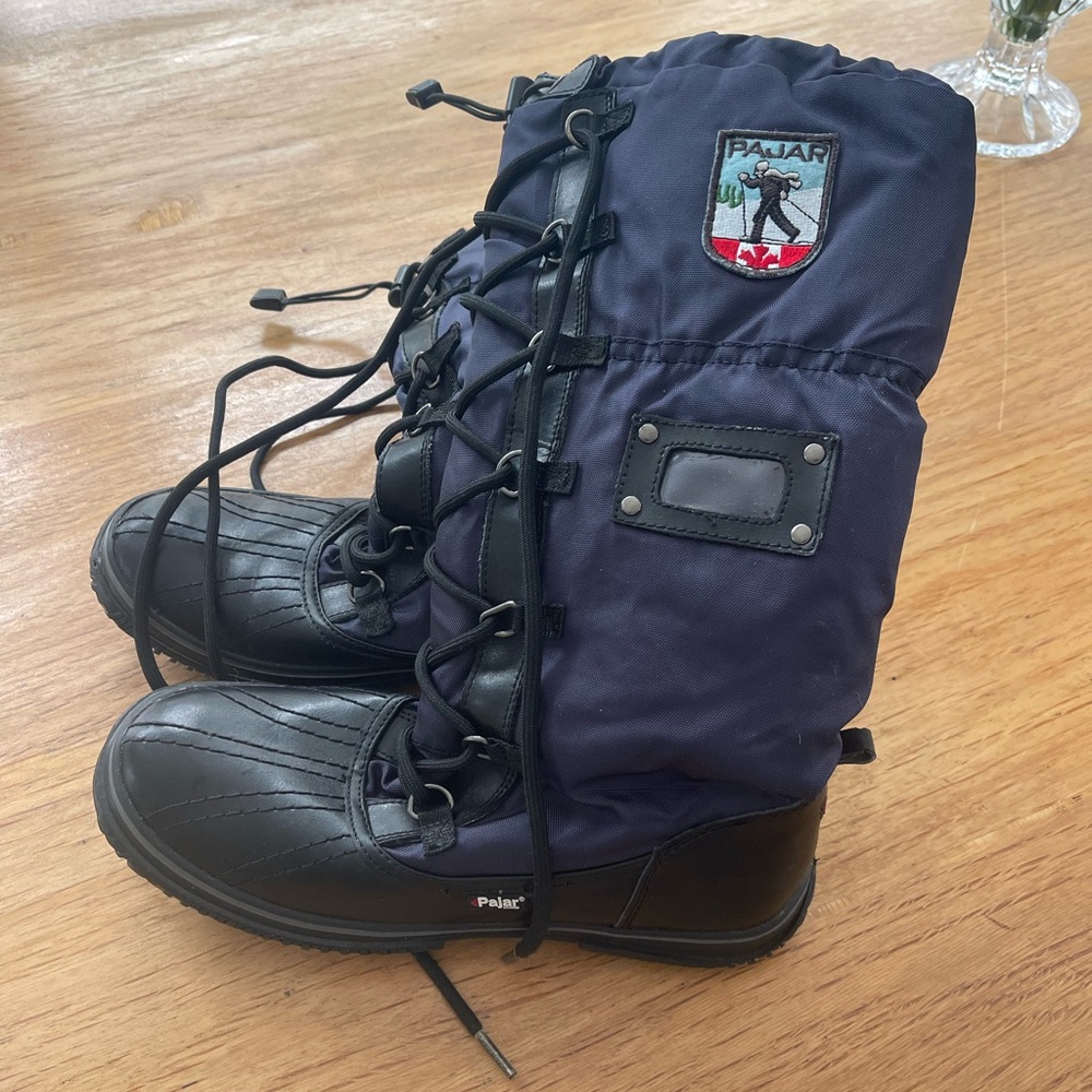Pajar Black and Dark Blue Lace-Up Boots